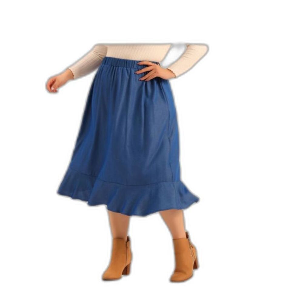 Agnes Orinda Women's Plus Size Skirt Blue Size 4X